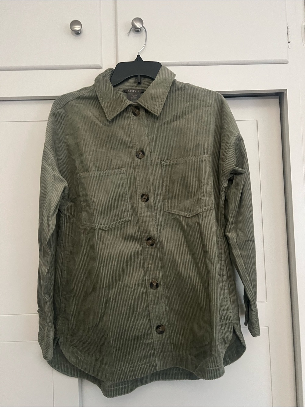 NWT Matty M Sage Green Corduroy Shirt Jacket Size S